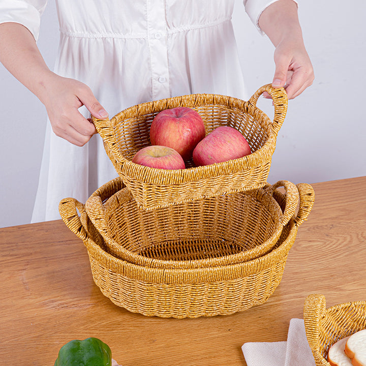 Handwoven Oval Storage Basket Bowlift