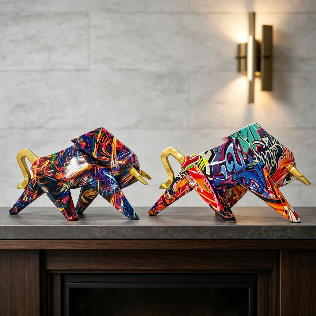 Colorful lion figure made of high-quality resin Bowlift