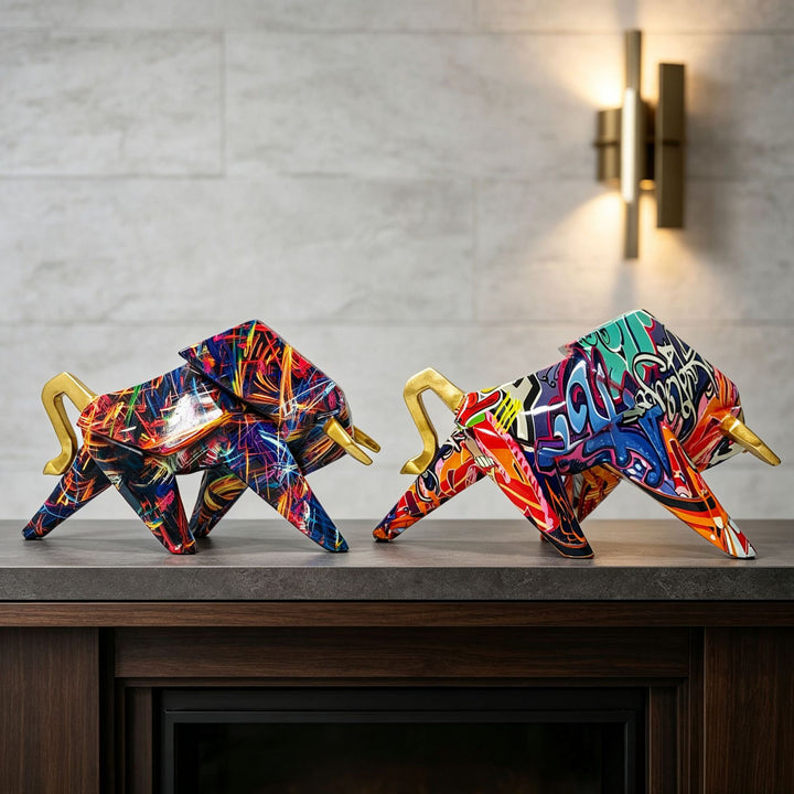 Colorful lion figure made of high-quality resin Bowlift