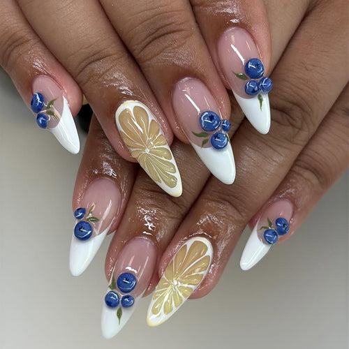 Artificial nails with elegant floral patterns and accents Bowlift