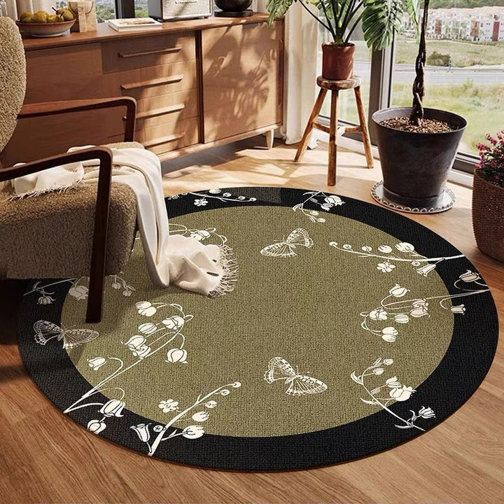 Luxurious Floral Patterned Round Area Rug