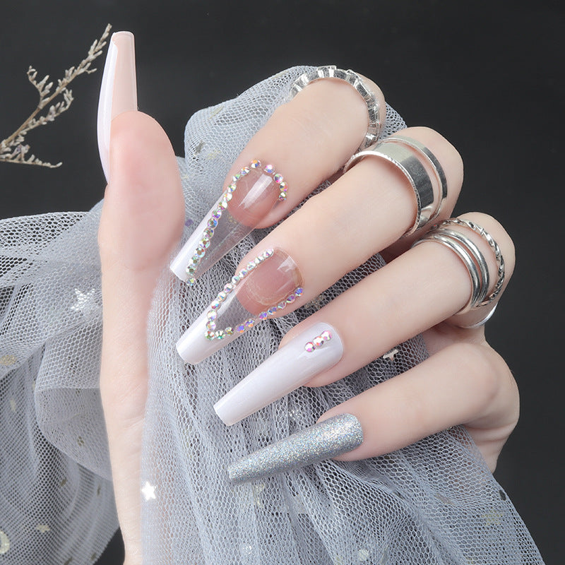 Rhinestone-Embellished Long Press-On Nails Bowlift
