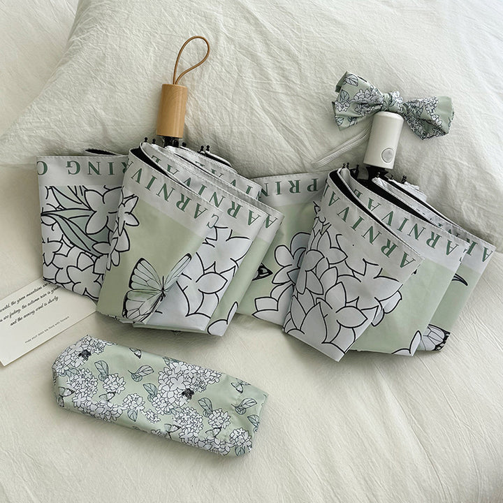 Women's Folding Umbrella with Innovative Floral Design Bowlift