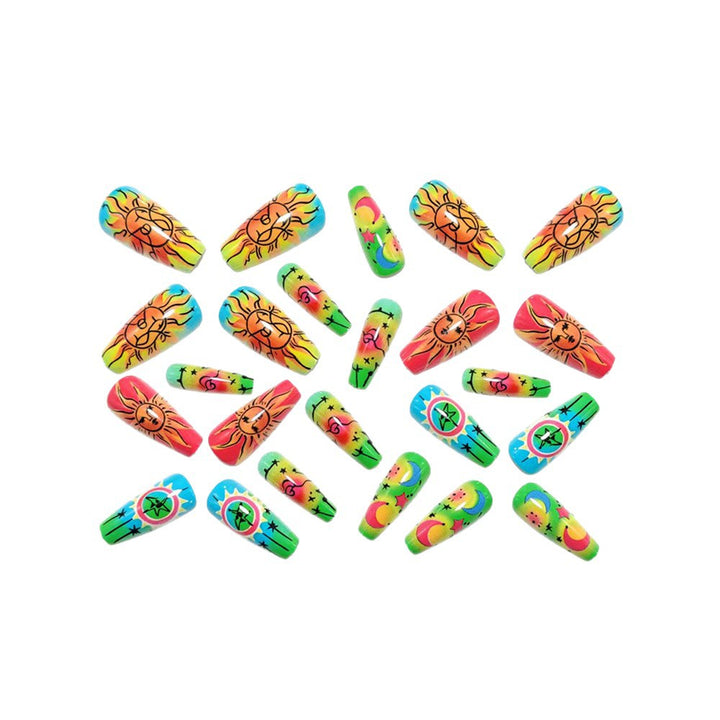 Creative neon-themed art nails with fantastic patterns Bowlift
