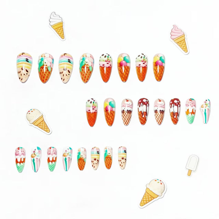 Artistic Ice Cream Cone Nail Art Bowlift
