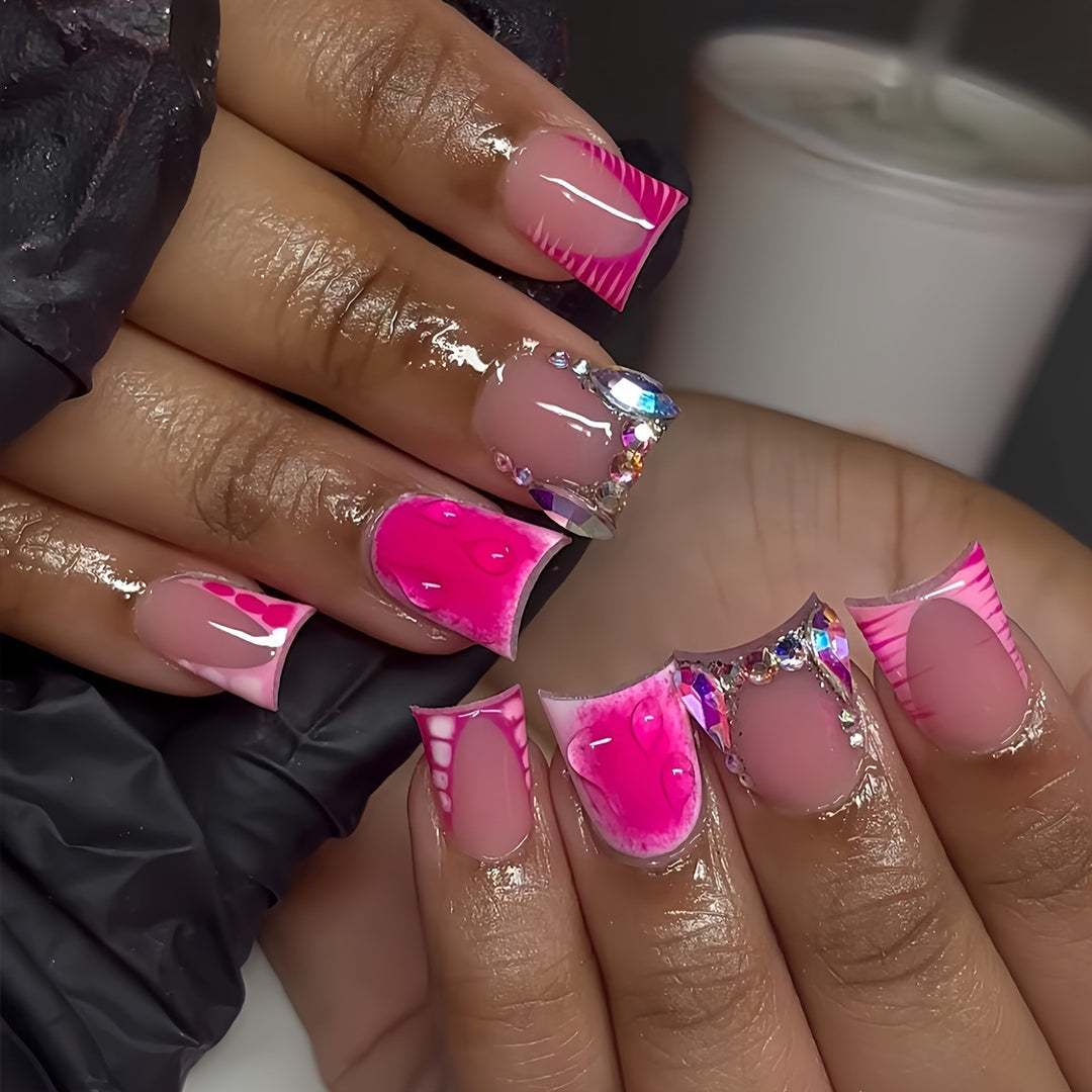 Artistic Press-On Nail Set Bowlift