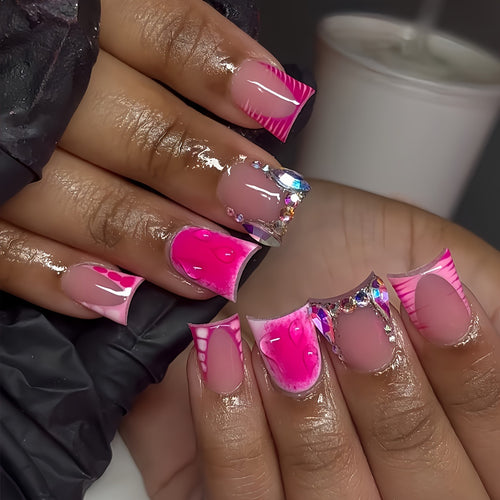 Artistic Press-On Nail Set Bowlift