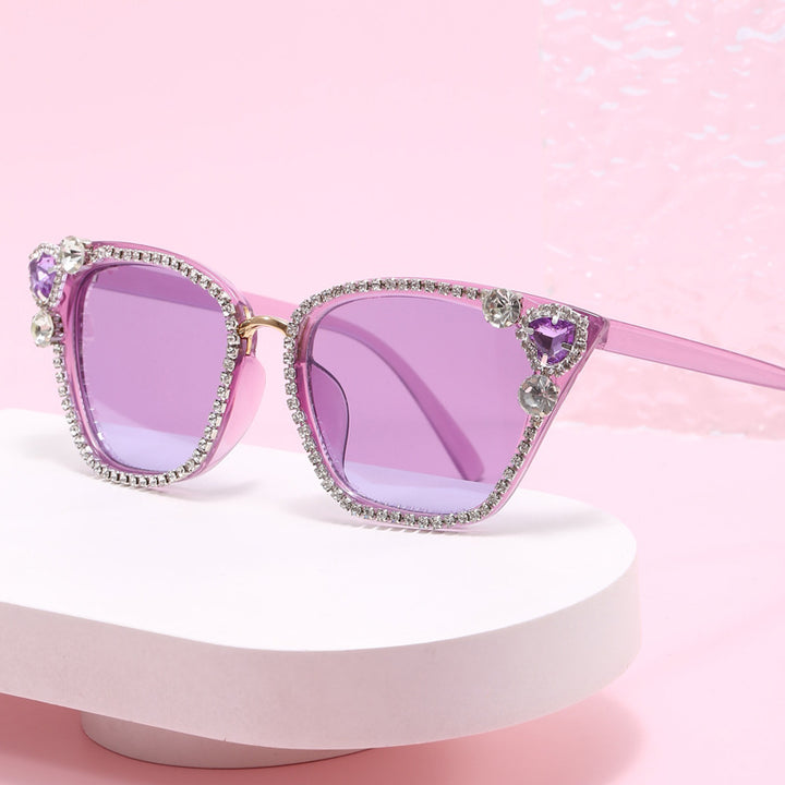 Women's Cat Eye Sunglasses with Sparkling Crystal Decorations Bowlift