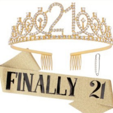 Women Crystal-Embellished Birthday Crown with Personalized Sash Bowlift
