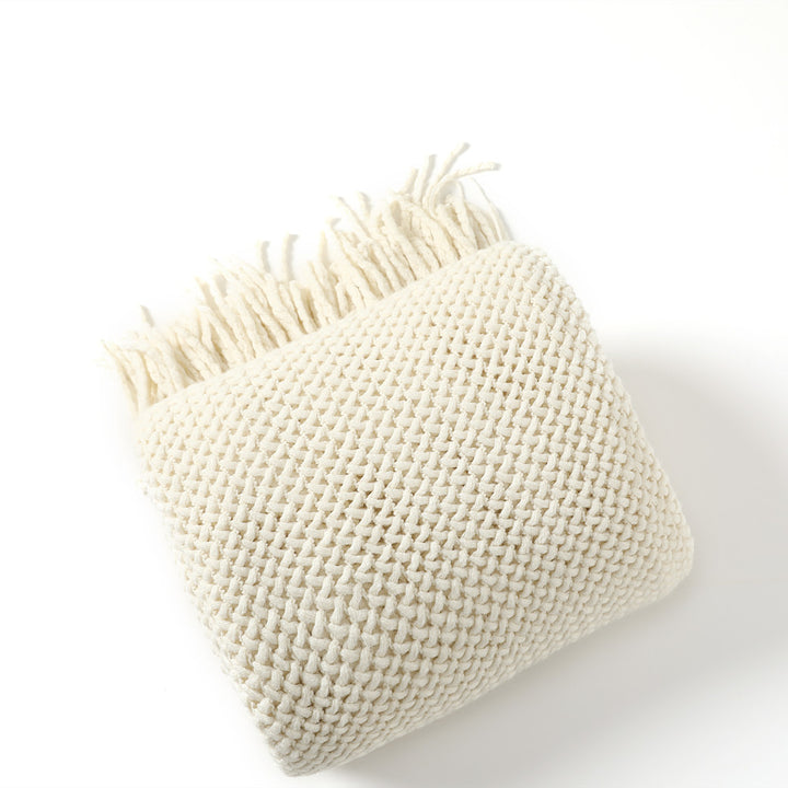 Cozy Waffle Knit Throw Blanket Bowlift