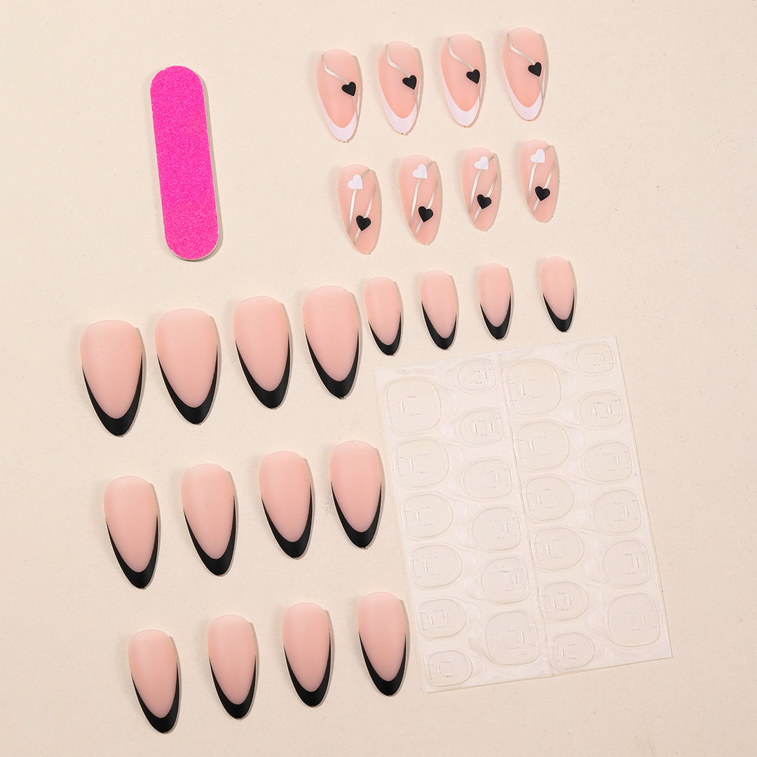 Elegant Heart-Themed Acrylic Nail Art Extensions Bowlift