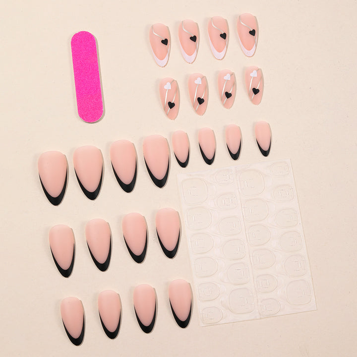 Elegant Heart-Themed Acrylic Nail Art Extensions Bowlift