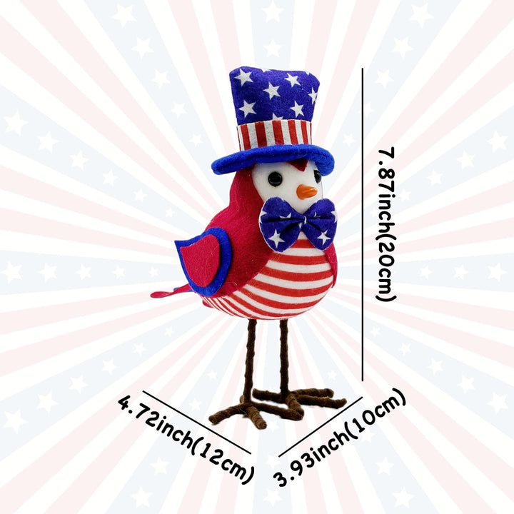 Unisex nan patriotic decor bird figure made of fabric with star stripe pattern and sturdy metal feet Bowlift
