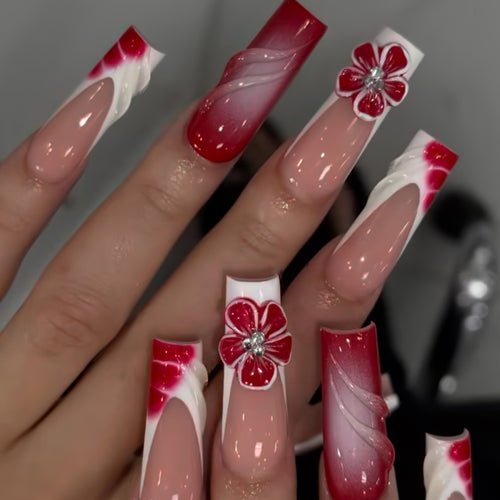 Floral and Artistic Press-On Nail Art Bowlift