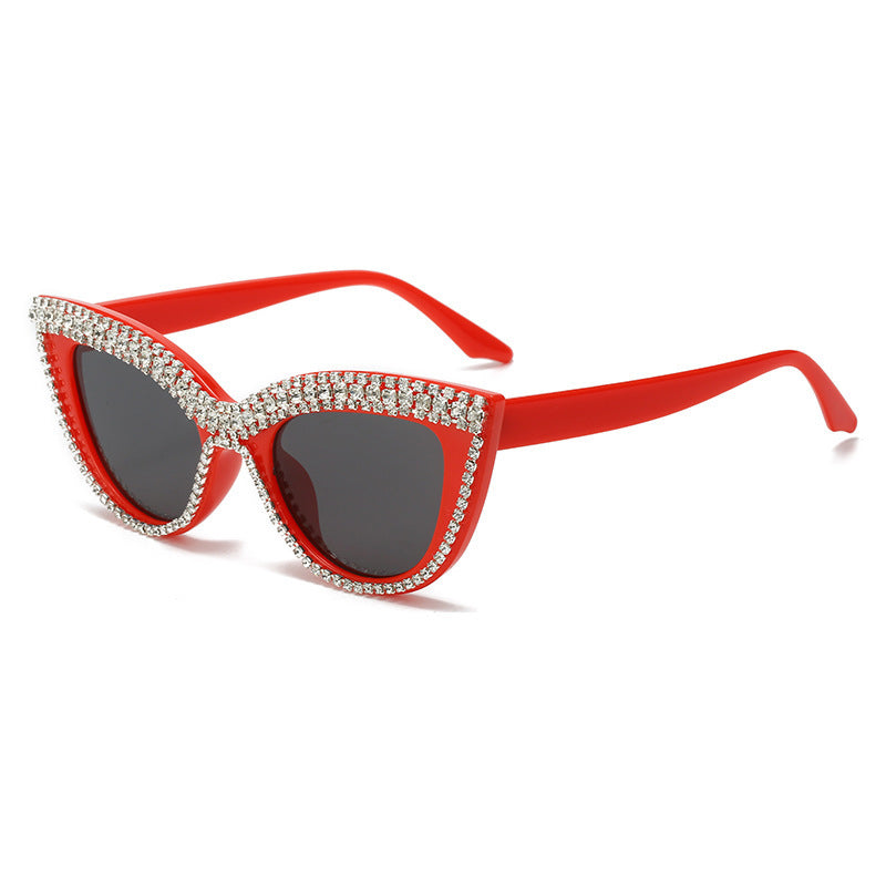 Glamorous Rhinestone-Embellished Shield Sunglasses Bowlift