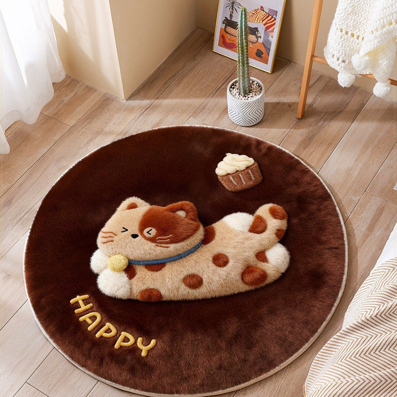 Round Cartoon Dog Rug