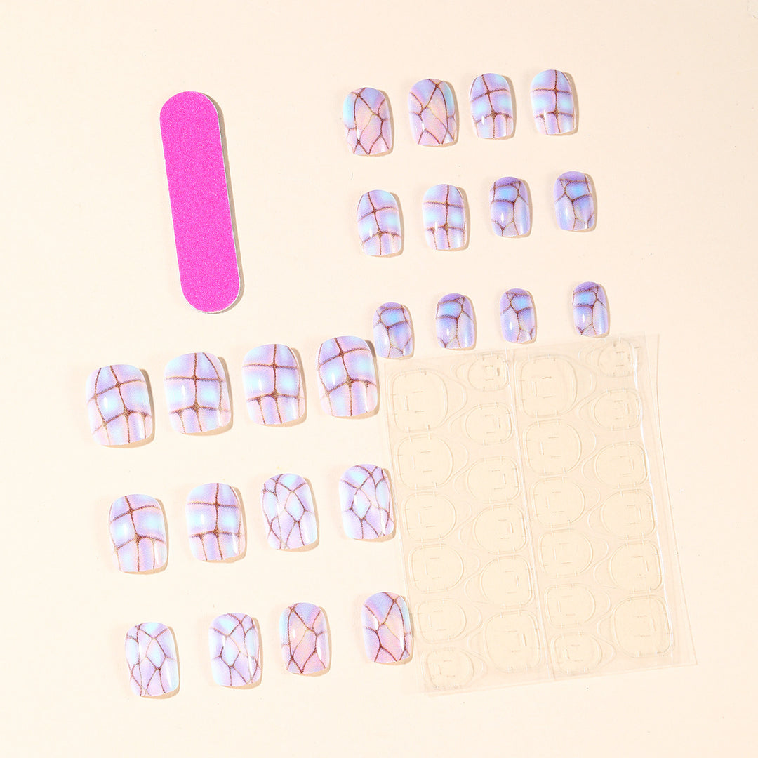 Iridescent Geometric Nail Art Extensions Bowlift