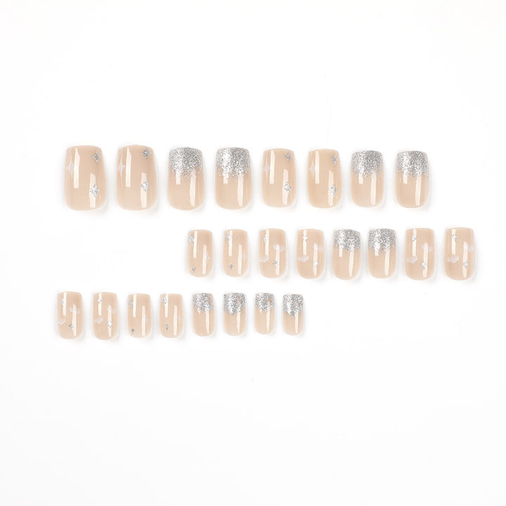 Glittering nail extensions with creative jewelry design Bowlift