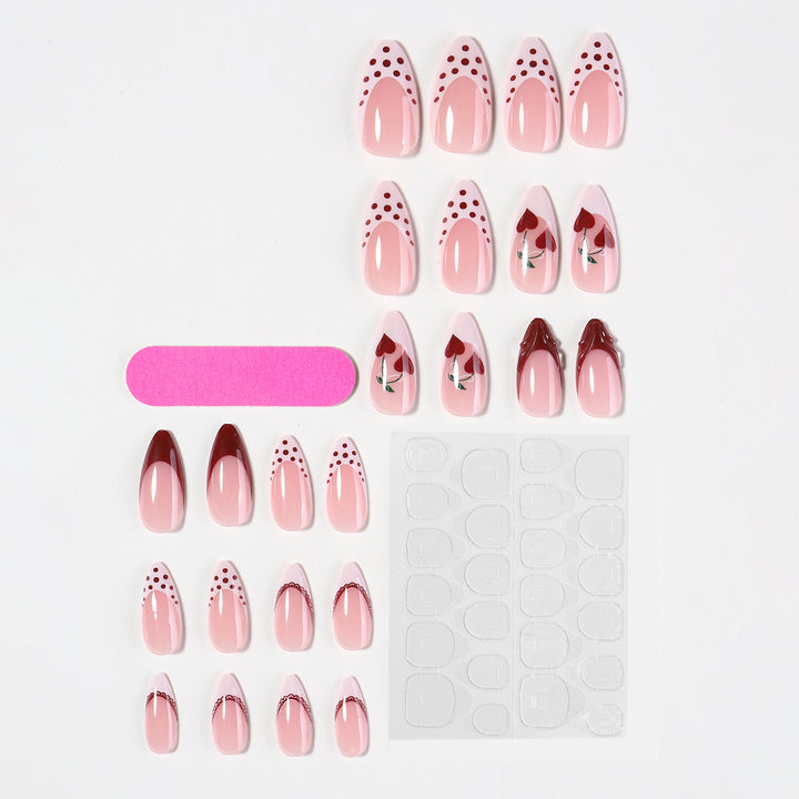 Creative nail art set with romantic heart design and playful accents Bowlift