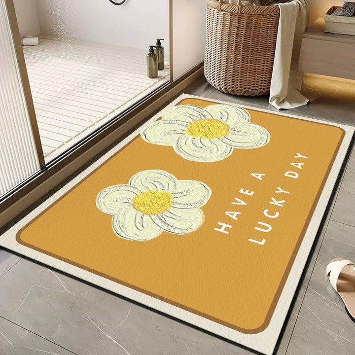 Cheerful Floral Message Bath Mat Bowlift