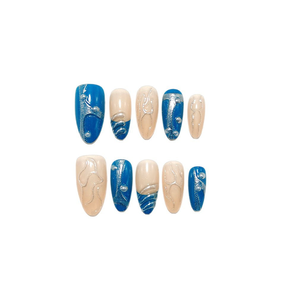 Artificial nails with luxurious wave design Bowlift