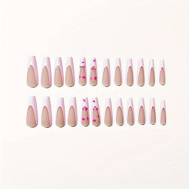 Decorative Heart-Themed Press-On Nail Art Bowlift