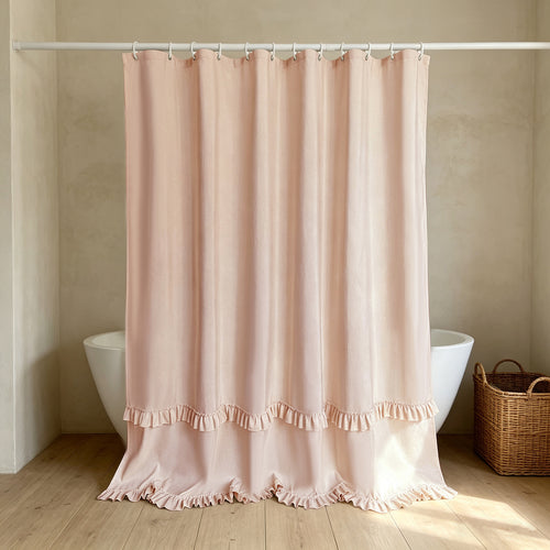Elegant Ruffled Shower Curtain Bowlift