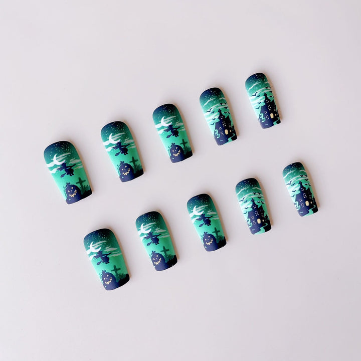 Halloween Artificial Nail Set with Creepy 3D Designs Bowlift