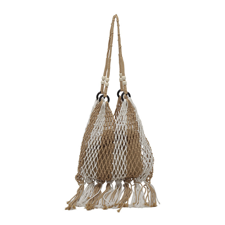 Macrame Tote Bag with Tassels Bowlift