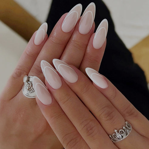 Designer Press-On Nail Set with Elegant Geometric Patterns Bowlift