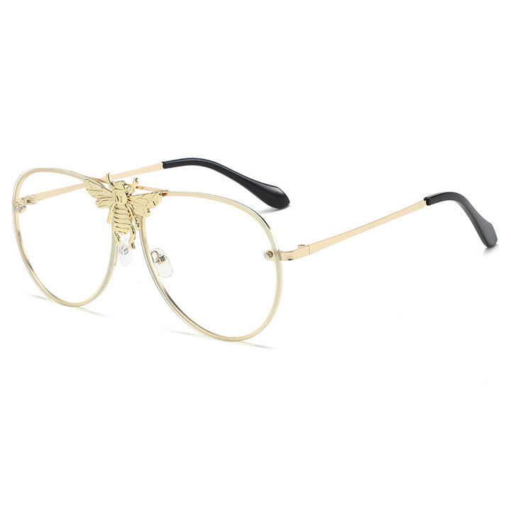 Bold Butterfly Motif Aviator Sunglasses
