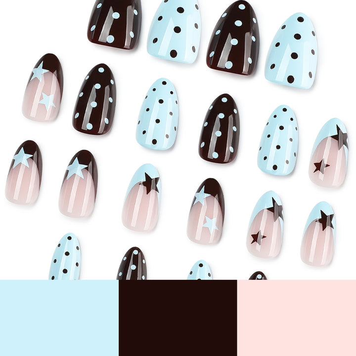 Artful Nail Extensions with Modern Star Design Bowlift