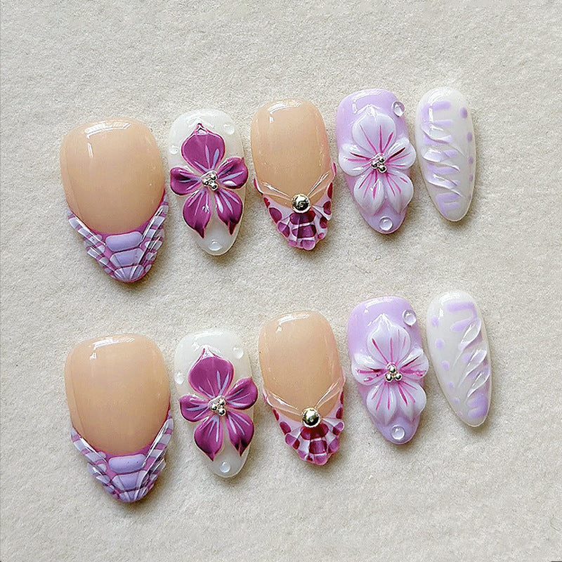 Elegant Floral Design Press-On Nails Set Bowlift
