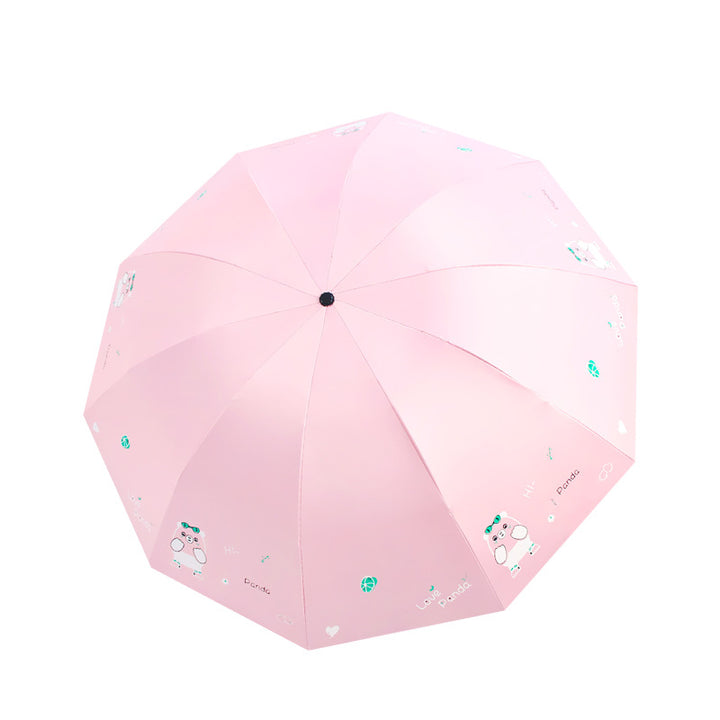 Ladies folding umbrella with cute panda design Bowlift