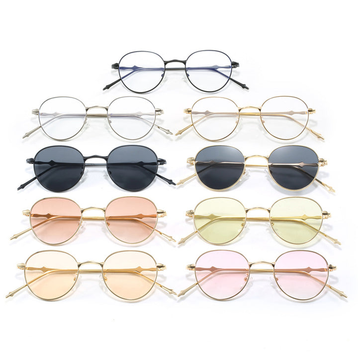 Ladies elegant round sunglasses with stylish metal frame Bowlift