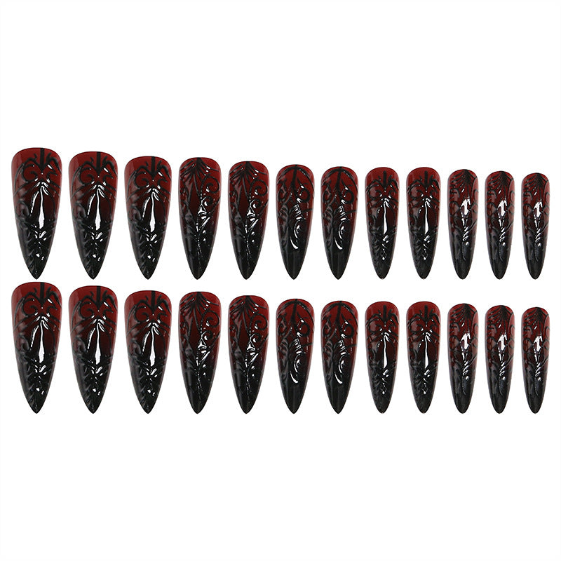 Artificial nails with elegant gothic pattern Bowlift