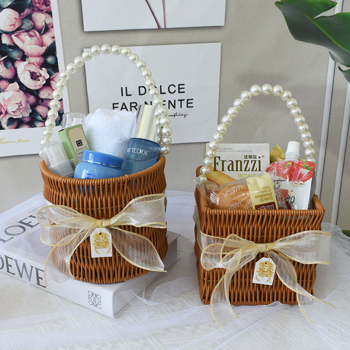 Elegant Handcrafted Rattan Tote Basket Bowlift