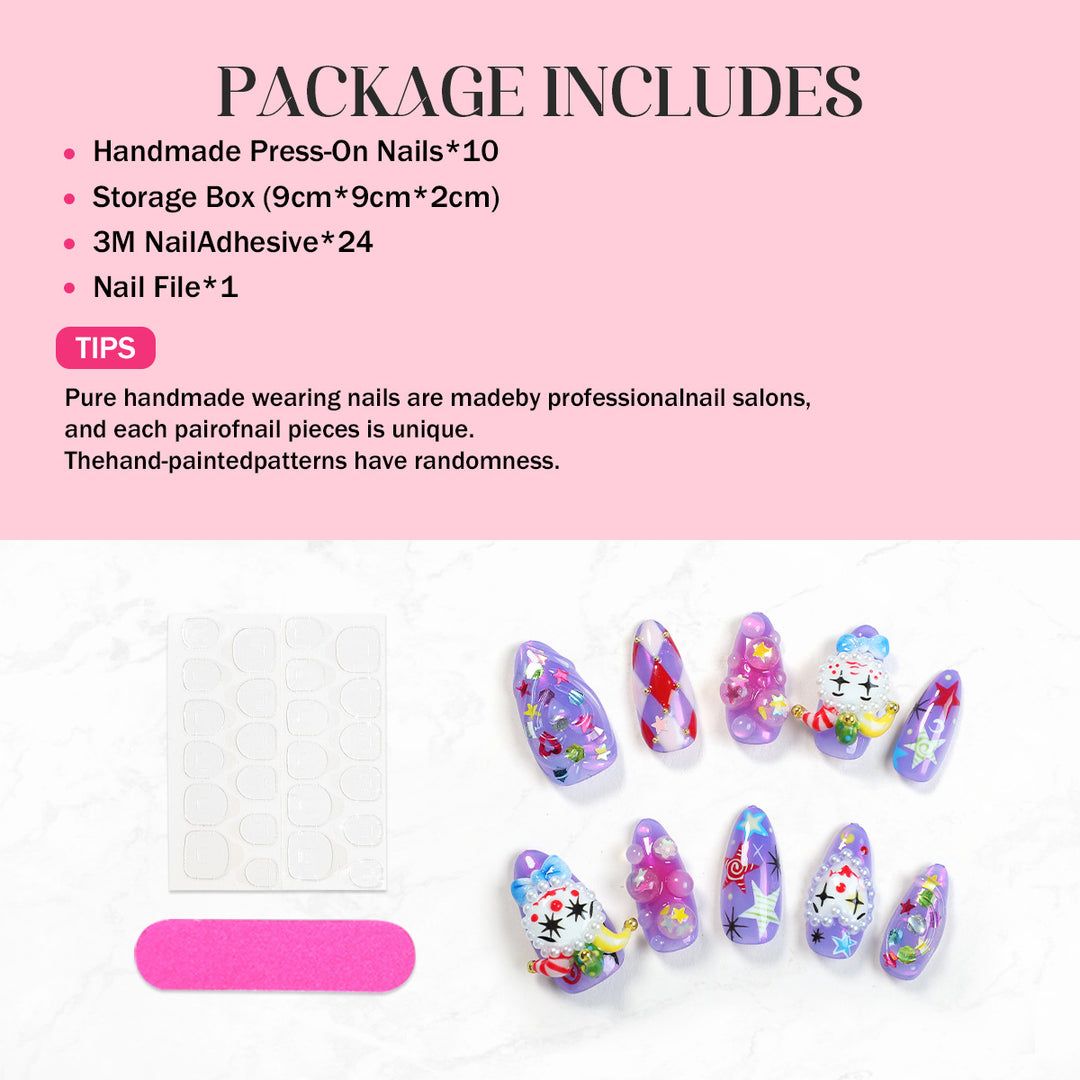 Creative nail art set with playful animal designs and glitter elements Bowlift