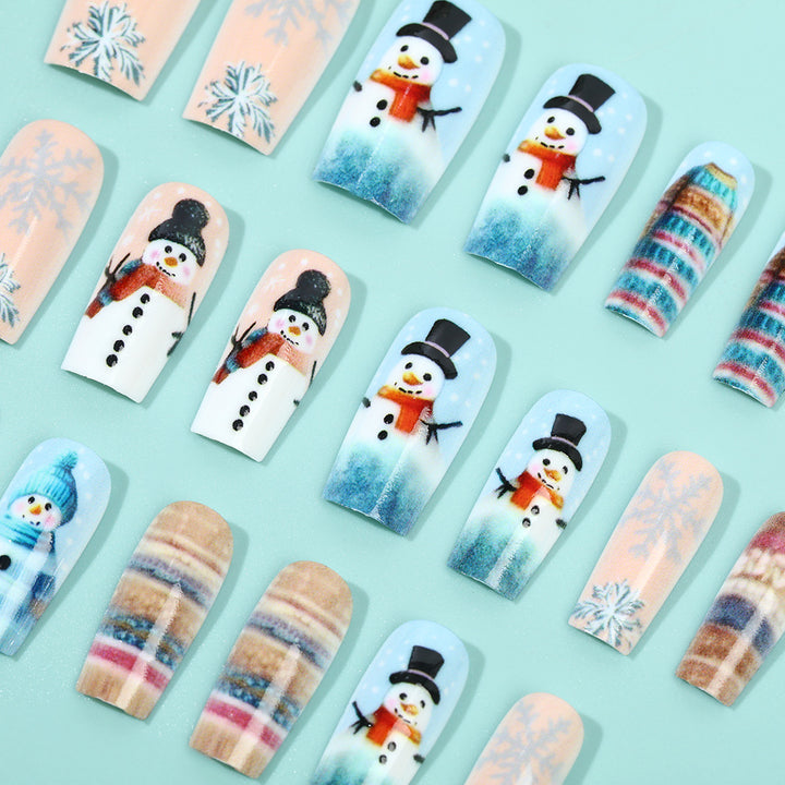 Festive artificial nails with snowman motif Bowlift