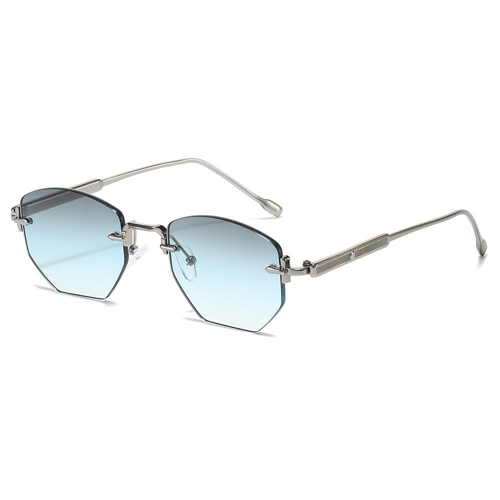 Geometric Frame Sunglasses with Elegant Gold Accents Bowlift