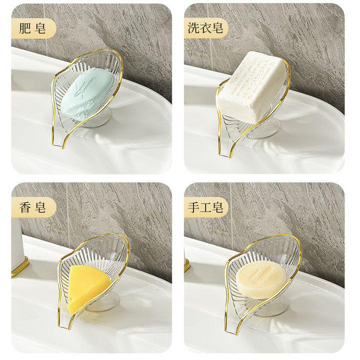 Elevated drainage acrylic soap dish with ribbed pedestal and sloped water channel Bowlift