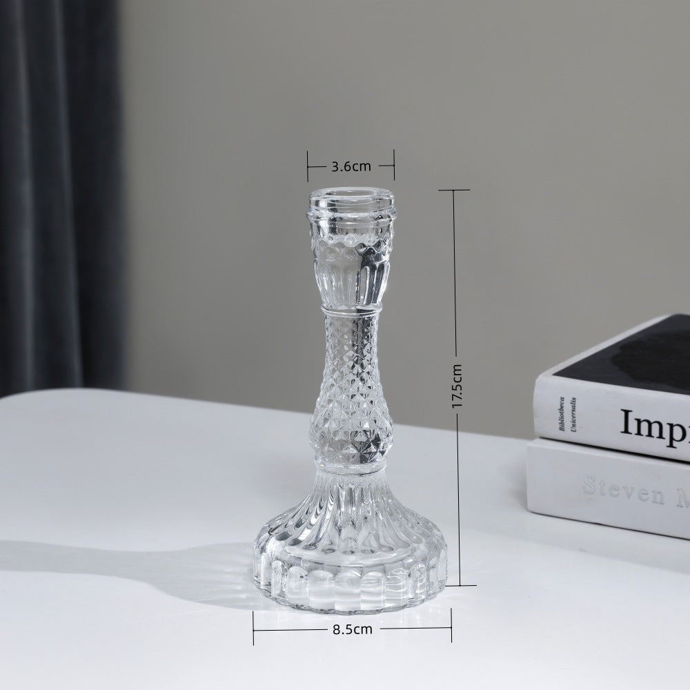 Tall Pressed Glass Decorative Candlestick Holder Bowlift