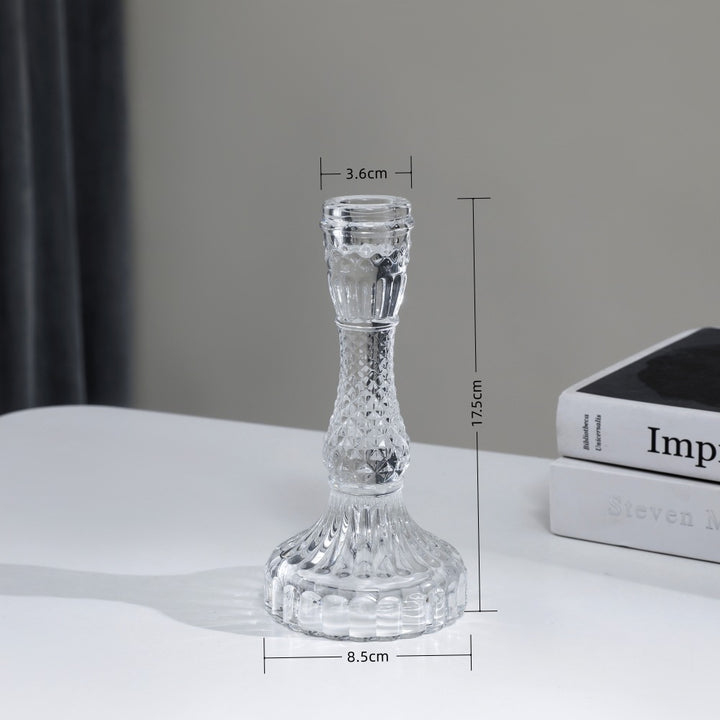 Tall Pressed Glass Decorative Candlestick Holder Bowlift