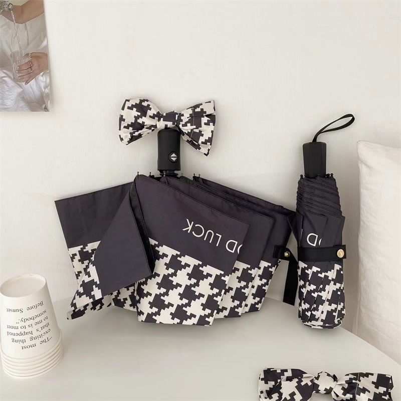 Ladies Folding Umbrella with Elegant Bow Application Bowlift