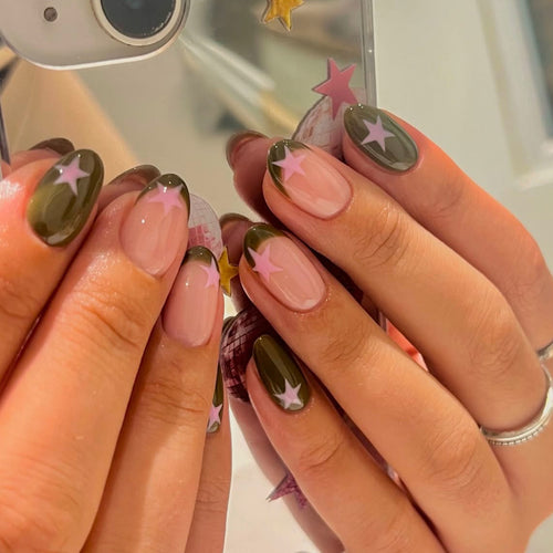 Star-Accented Creative Press-On Nail Set Bowlift