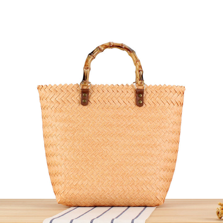 Handbag Made of High-Quality Woven Material with Bamboo Handles Bowlift