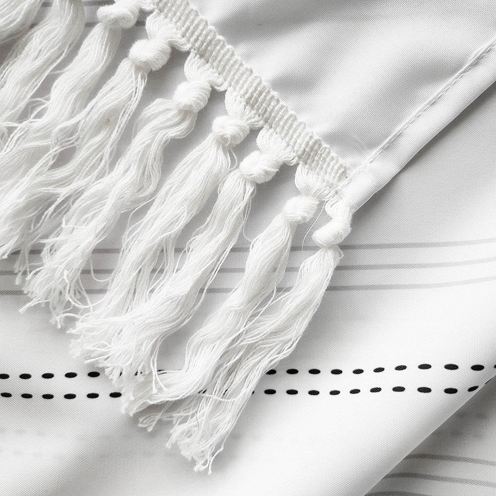 Textured Fringe Shower Curtain Bowlift