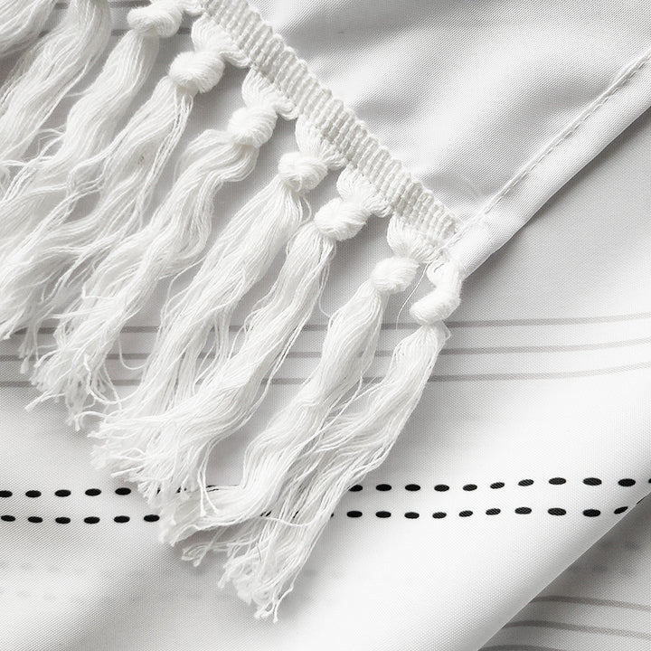Textured Fringe Shower Curtain Bowlift