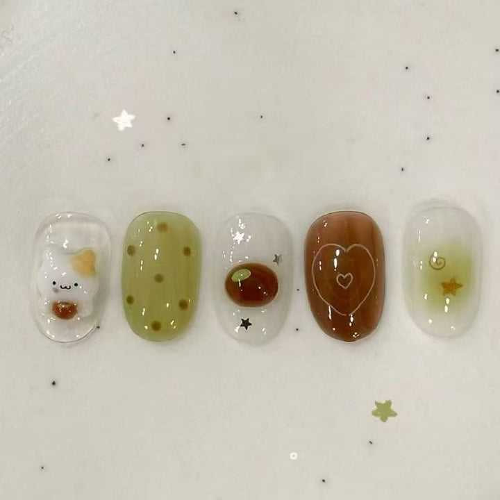 Whimsical Bunny-Themed Press-On Nail Art Set Bowlift