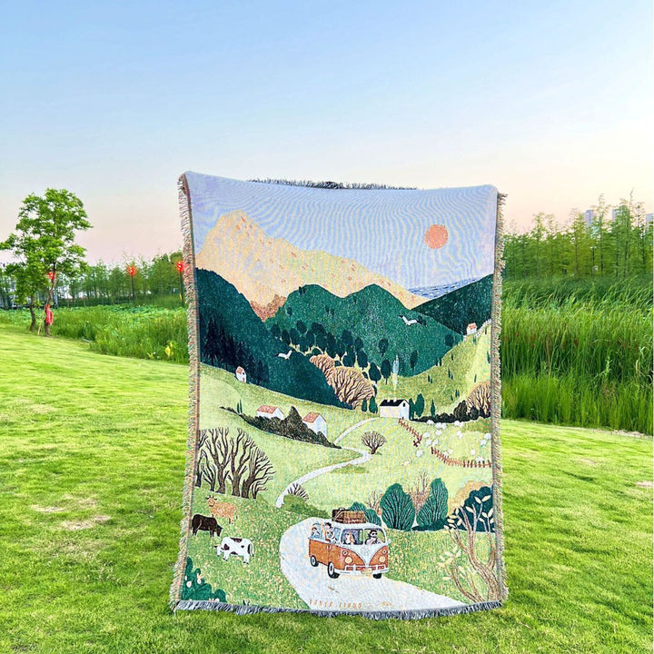 Artistic Scenic Woven Throw Blanket